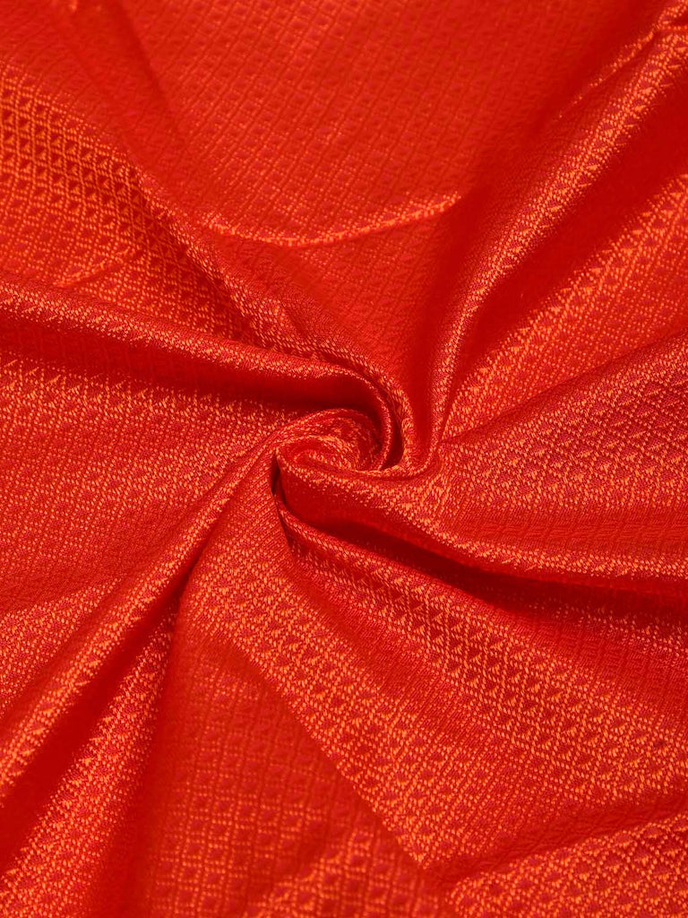 Orange and Maroon Jacquard Viscose Blouse with Contrast Border Design Length 1mt Width 31 Inches BL0175