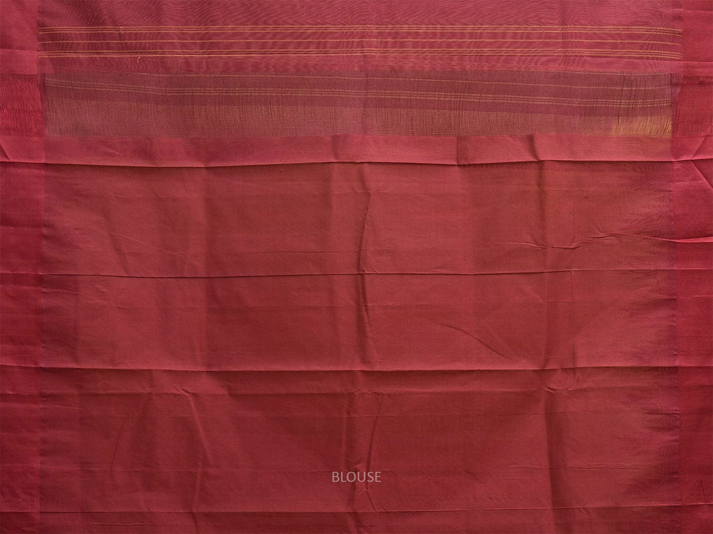 Orange and Maroon Khadi Cotton Handloom Plain Saree with Big Temple Border kh0721