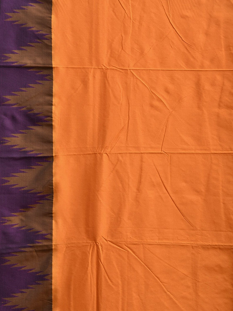 Orange and Purple ilkal Viscose Saree with Temple Border and Strips Pallu Design o0691