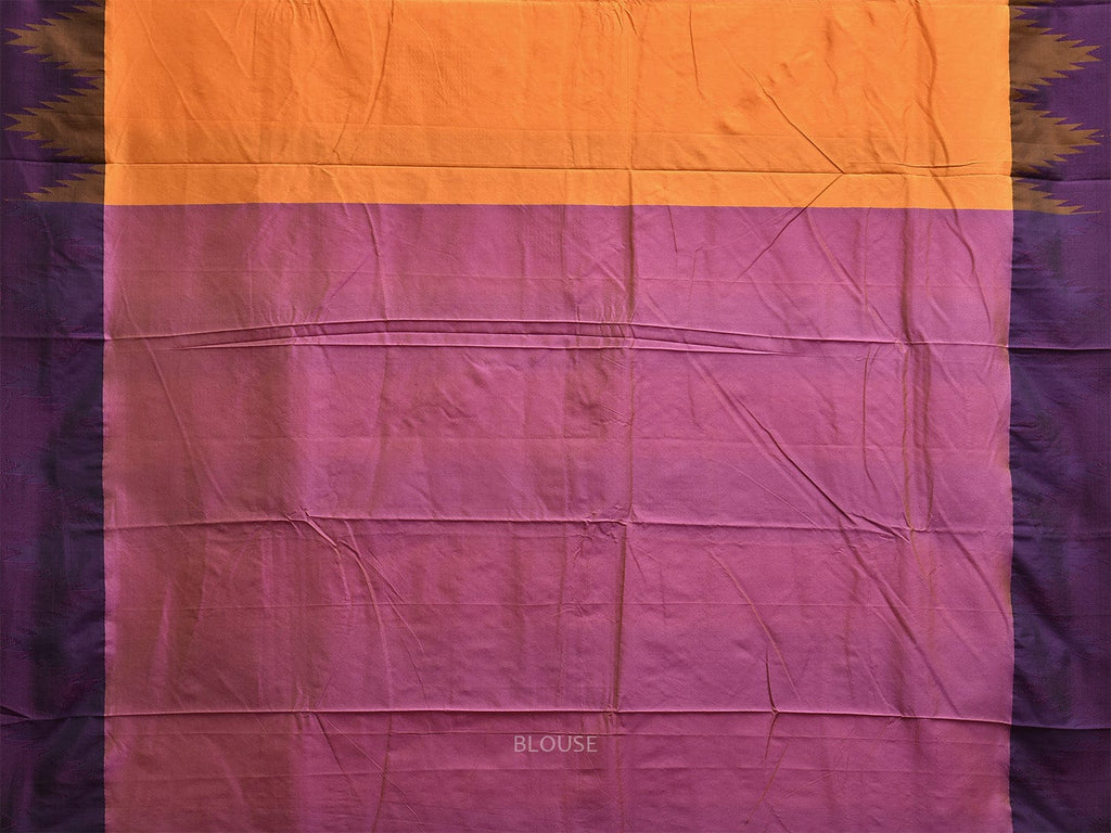 Orange and Purple ilkal Viscose Saree with Temple Border and Strips Pallu Design o0691