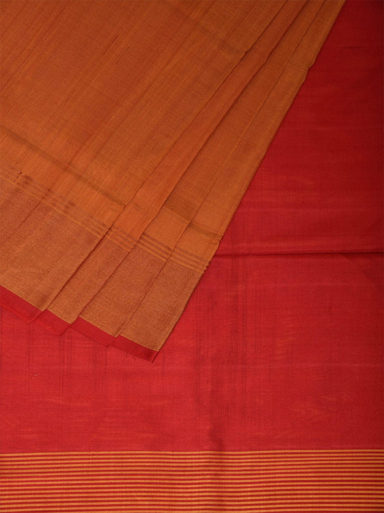 Orange and Red Uppada Silk Handloom Plain Saree with Contrast Pallu Design u2354