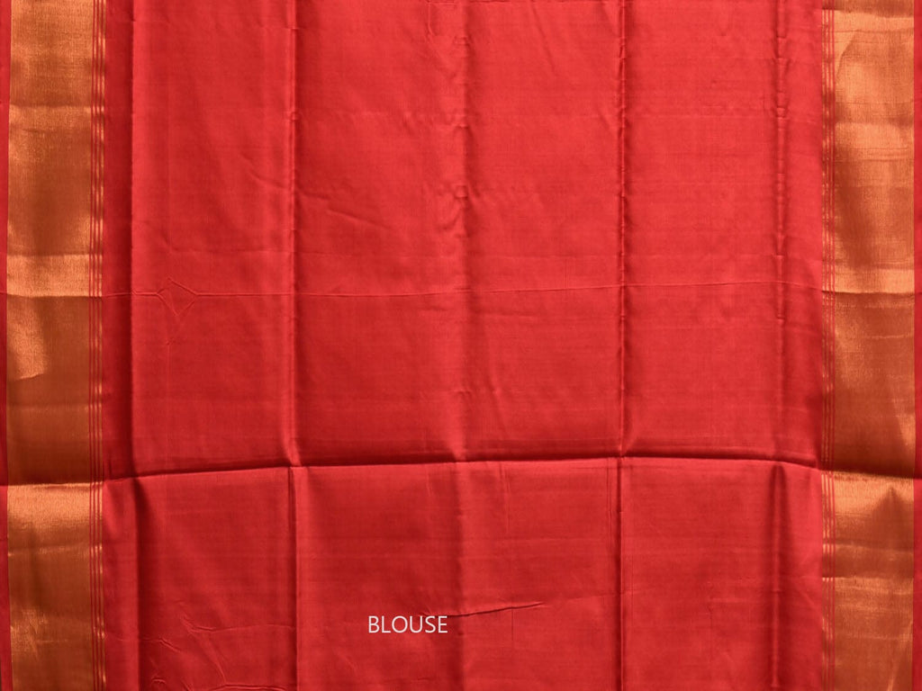 Orange and Red Uppada Silk Handloom Plain Saree with Contrast Pallu Design u2354