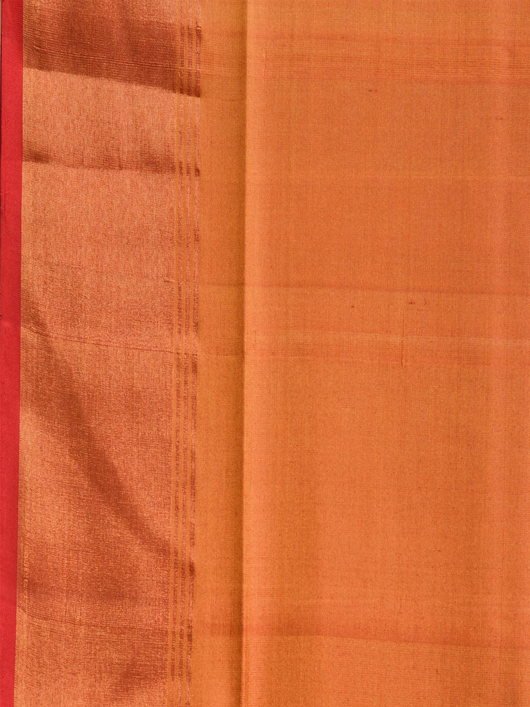 Orange and Red Uppada Silk Handloom Plain Saree with Contrast Pallu Design u2354