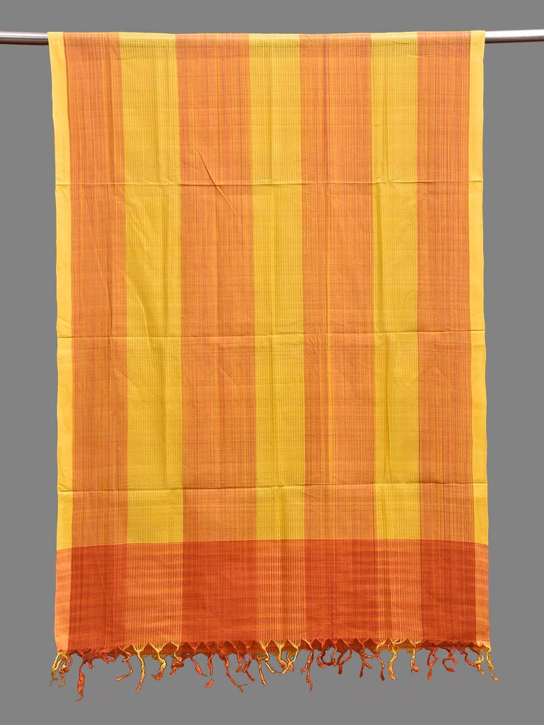 Orange and Yellow Mangalgiri Cotton Handloom Dupatta with Strips Design ds3889