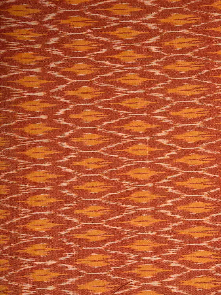 Orange and Yellow Pochampally Ikat Cotton 3mts Fabric with Grill Design f0303