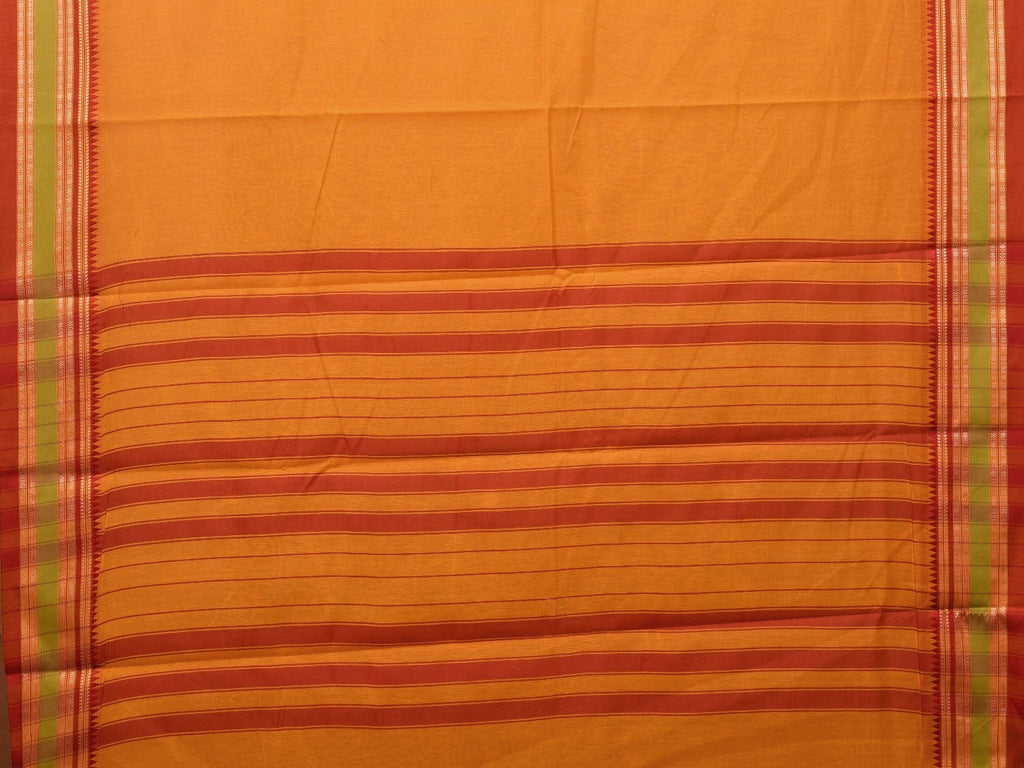 Orange Bamboo Cotton Plain Saree with Border Design bc0085