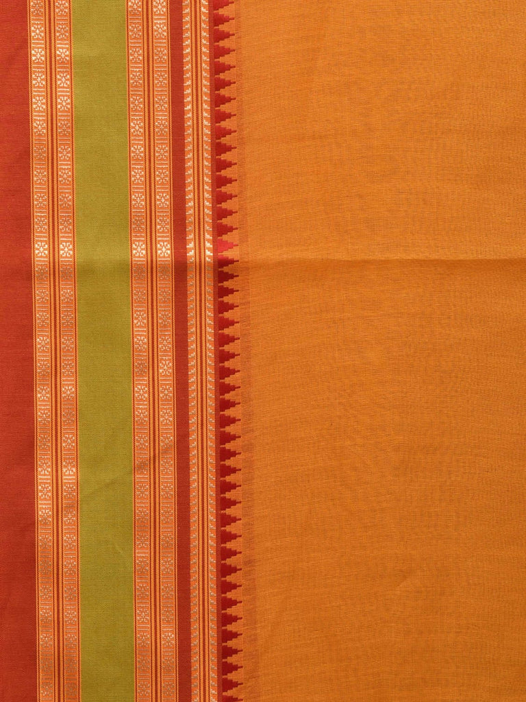 Orange Bamboo Cotton Plain Saree with Border Design bc0085