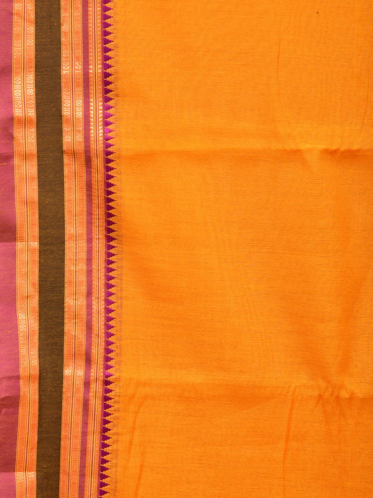 Orange Bamboo Cotton Plain Saree with Border Design No Blouse bc0198