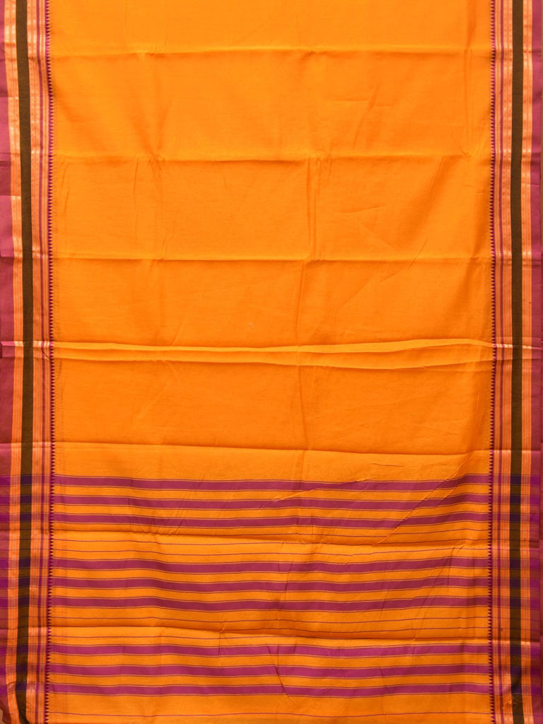 Orange Bamboo Cotton Plain Saree with Border Design No Blouse bc0198