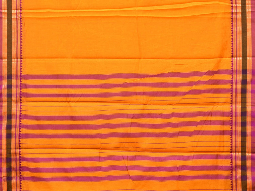 Orange Bamboo Cotton Plain Saree with Border Design No Blouse bc0198