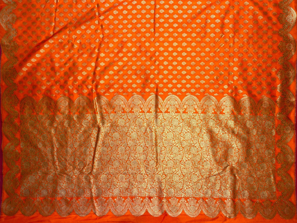 Orange Banaras Katan Silk Saree with Body Butti and Border Design b0356ds