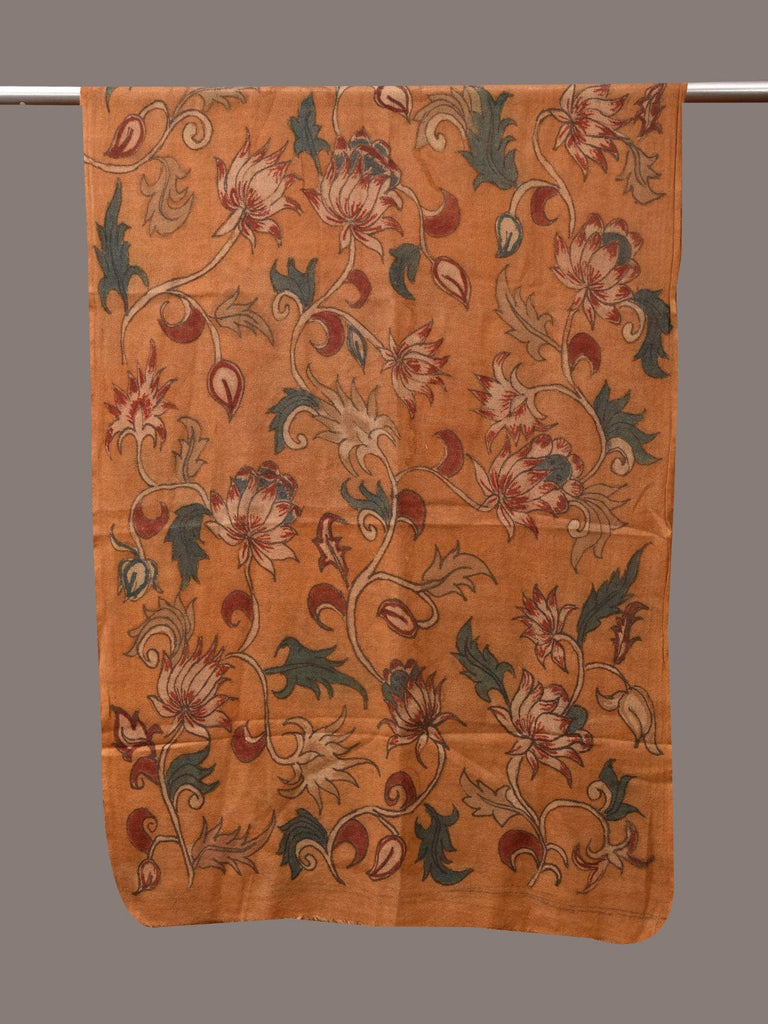 Orange Kalamkari Hand Painted Woolen Handloom Stole with Floral Design ds3531