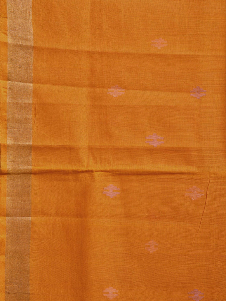 Orange Khadi Cotton Handloom Saree with Big Mango Pallu Design kh0708