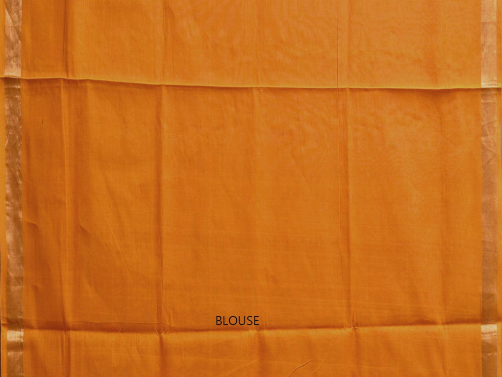Orange Khadi Cotton Handloom Saree with Big Mango Pallu Design kh0708