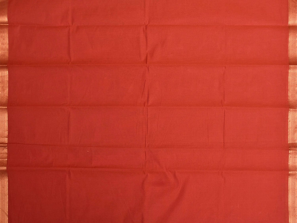 Orange Mangalgiri Cotton Blouse with Zari Border Design Length 1mt Width 44 Inches BL0190