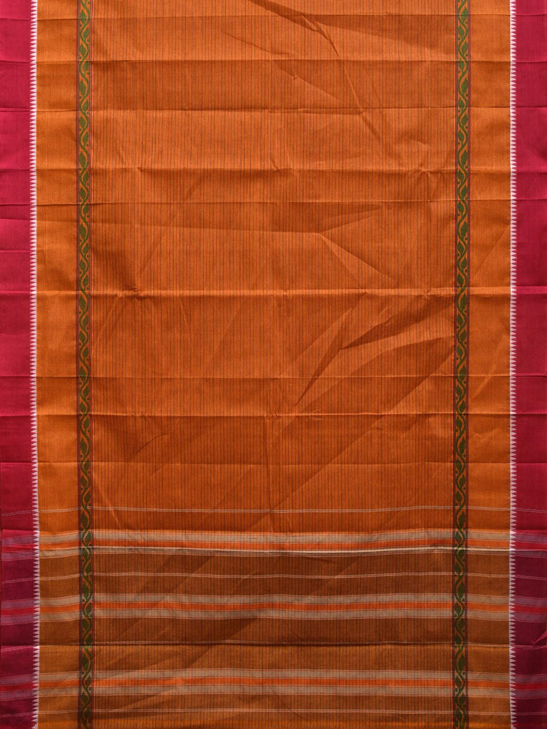 Orange Narayanpet Cotton Handloom Saree with Strips and Big Border Design No Blouse np0862