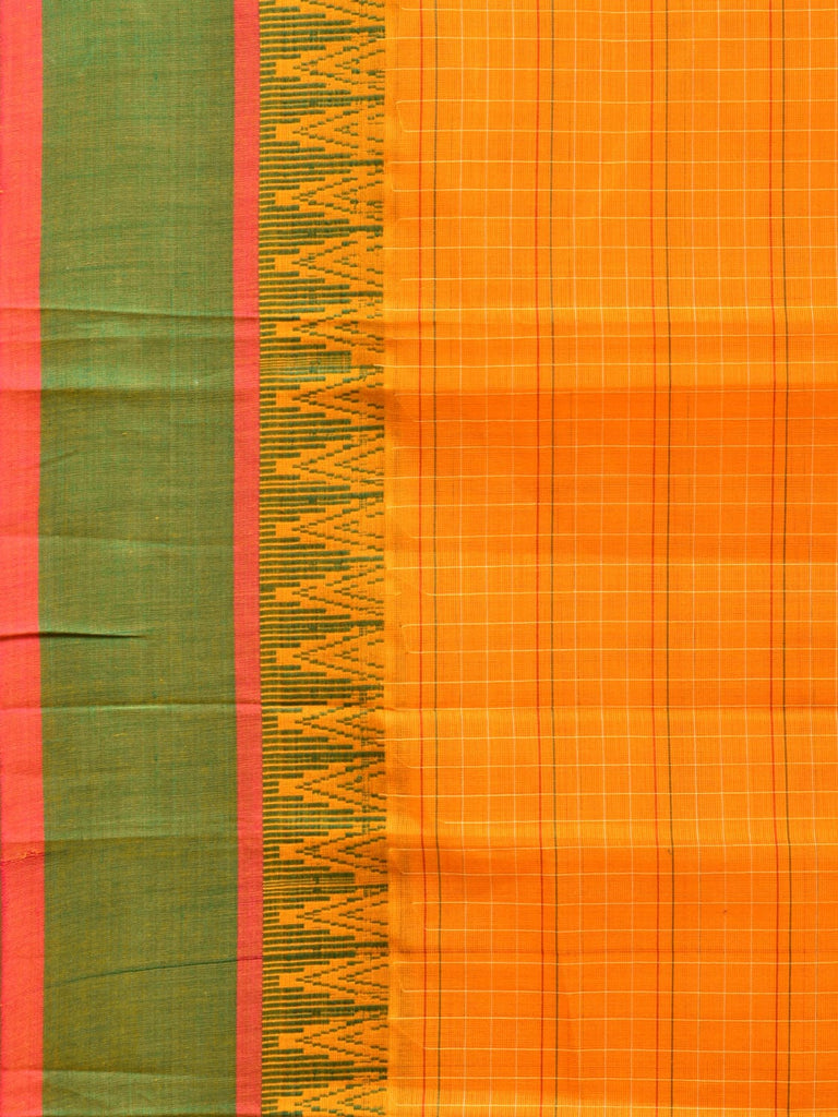 Orange Narayanpet Cotton Handloom Saree with Strips Design No Blouse np0749