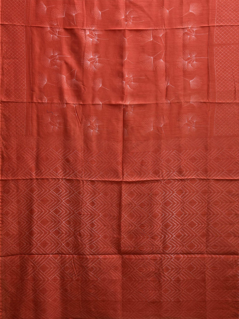 Orange Shibori Cotton Silk Saree with Grill Border and Pallu Design o0710