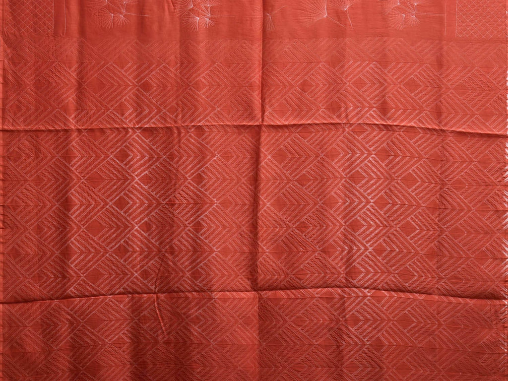 Orange Shibori Cotton Silk Saree with Grill Border and Pallu Design o0710