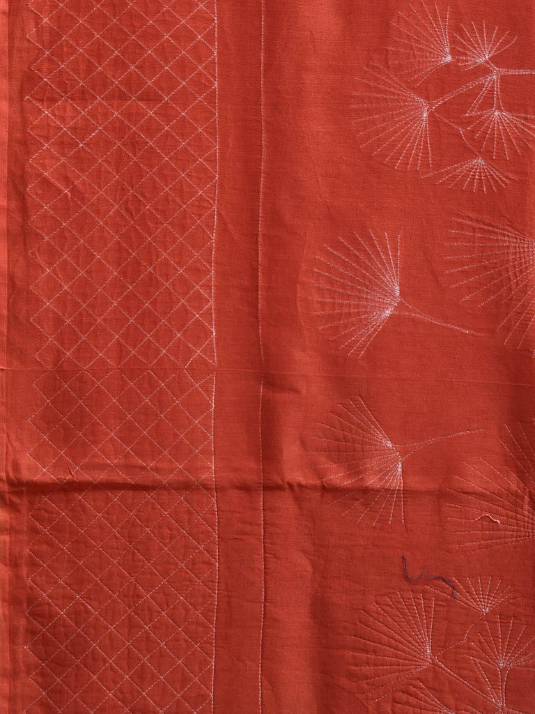 Orange Shibori Cotton Silk Saree with Grill Border and Pallu Design o0710