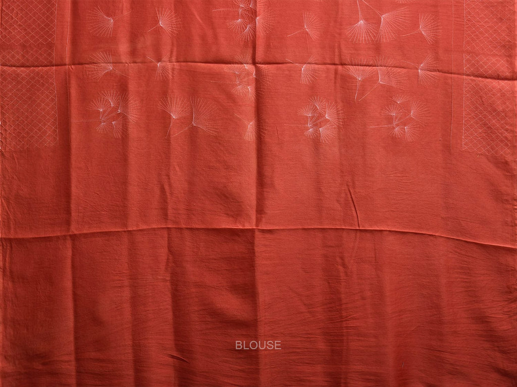 Orange Shibori Cotton Silk Saree with Grill Border and Pallu Design o0710