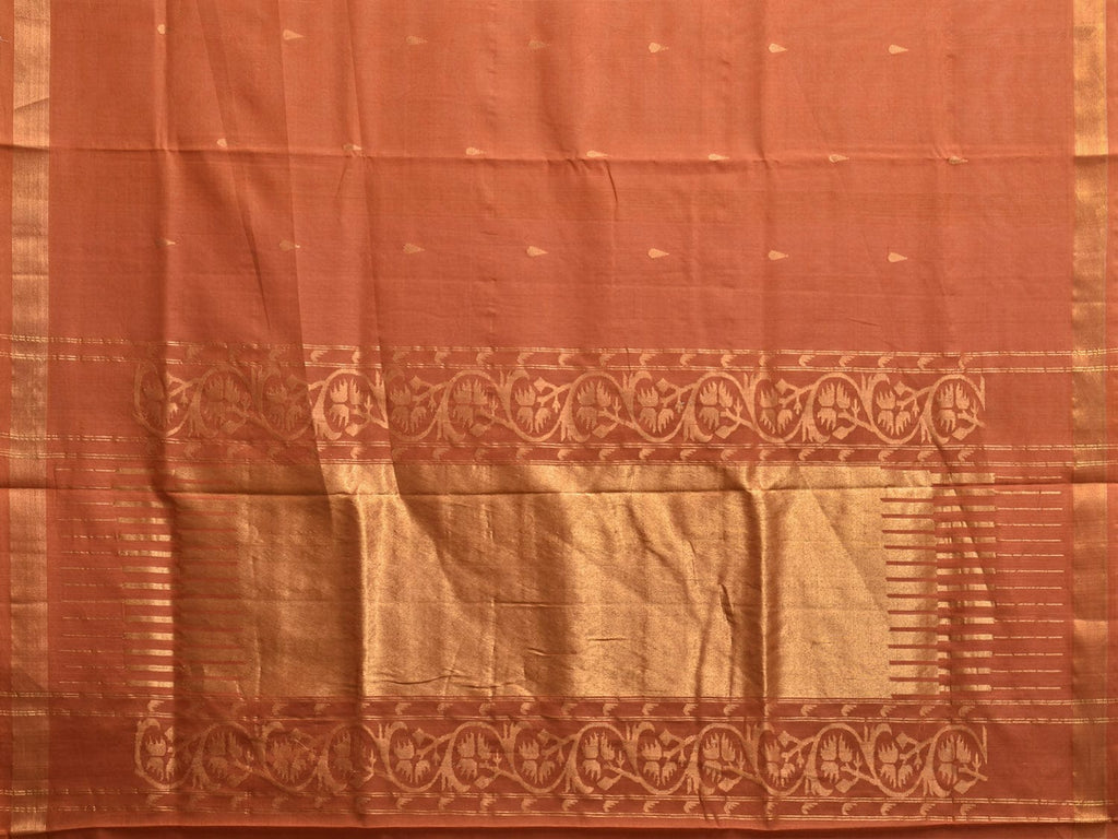 Orange Uppada Cotton Handloom Saree with Aashavali Pallu Design u2398