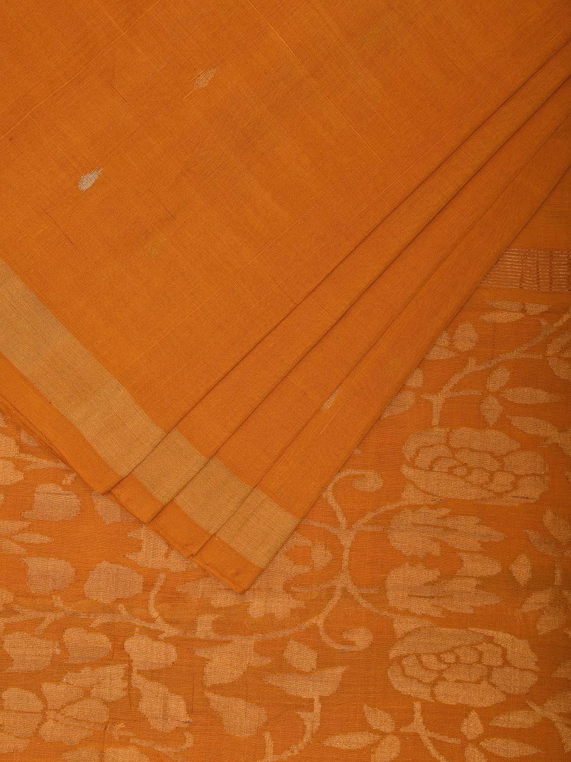 ASHDEEN Orange 100 flowers pallu