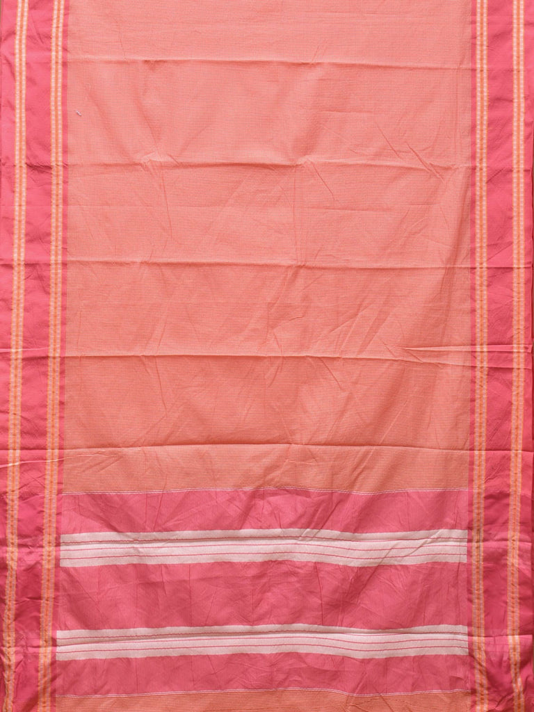 Peach and Baby Pink Bamboo Cotton Saree with Small Checks Design No Blouse bc0176