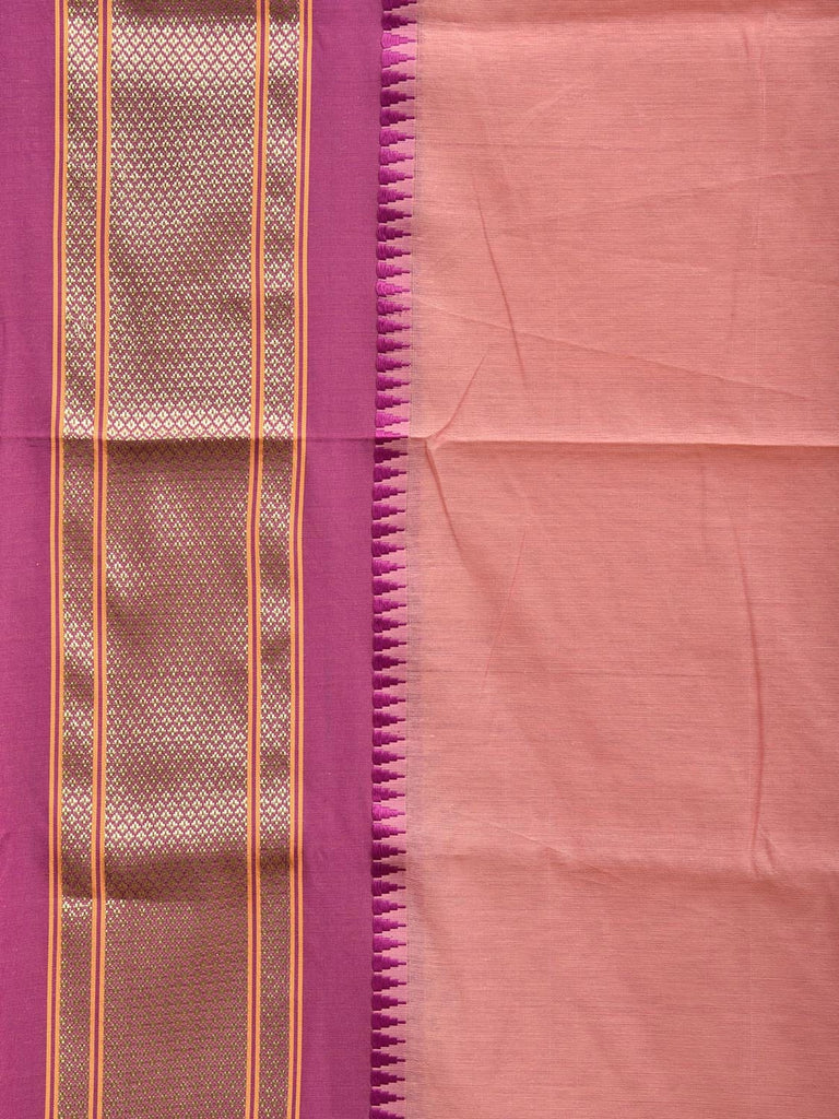 Peach and Pink Bamboo Cotton Plain Saree with Contrast Pallu Design No Blouse bc0710