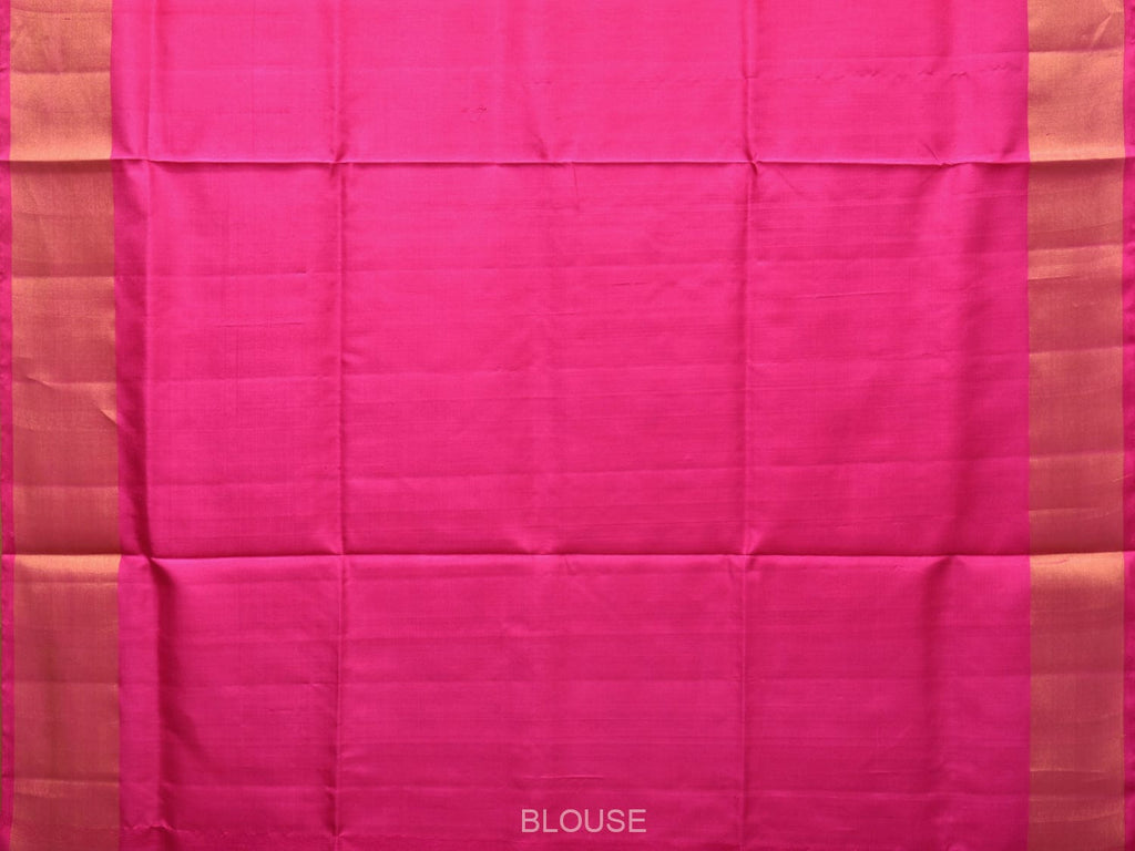 Peach and Pink Uppada Silk Handloom Plain Saree with Contrast Pallu Design u2112