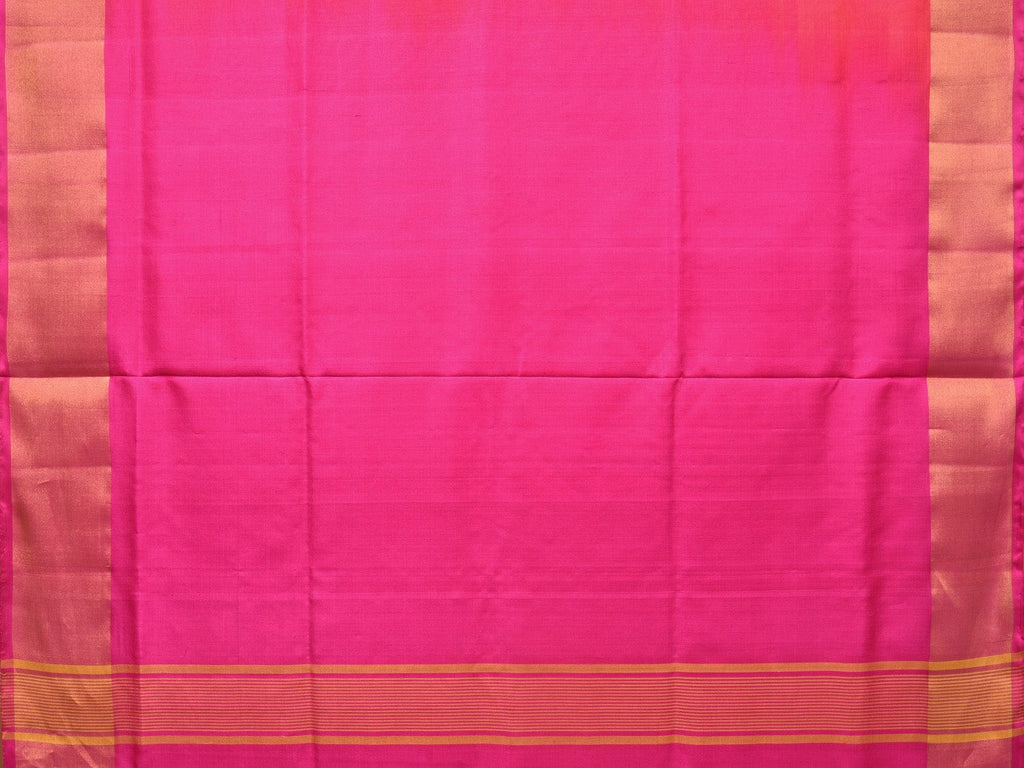 Peach and Pink Uppada Silk Handloom Plain Saree with Contrast Pallu Design u2112