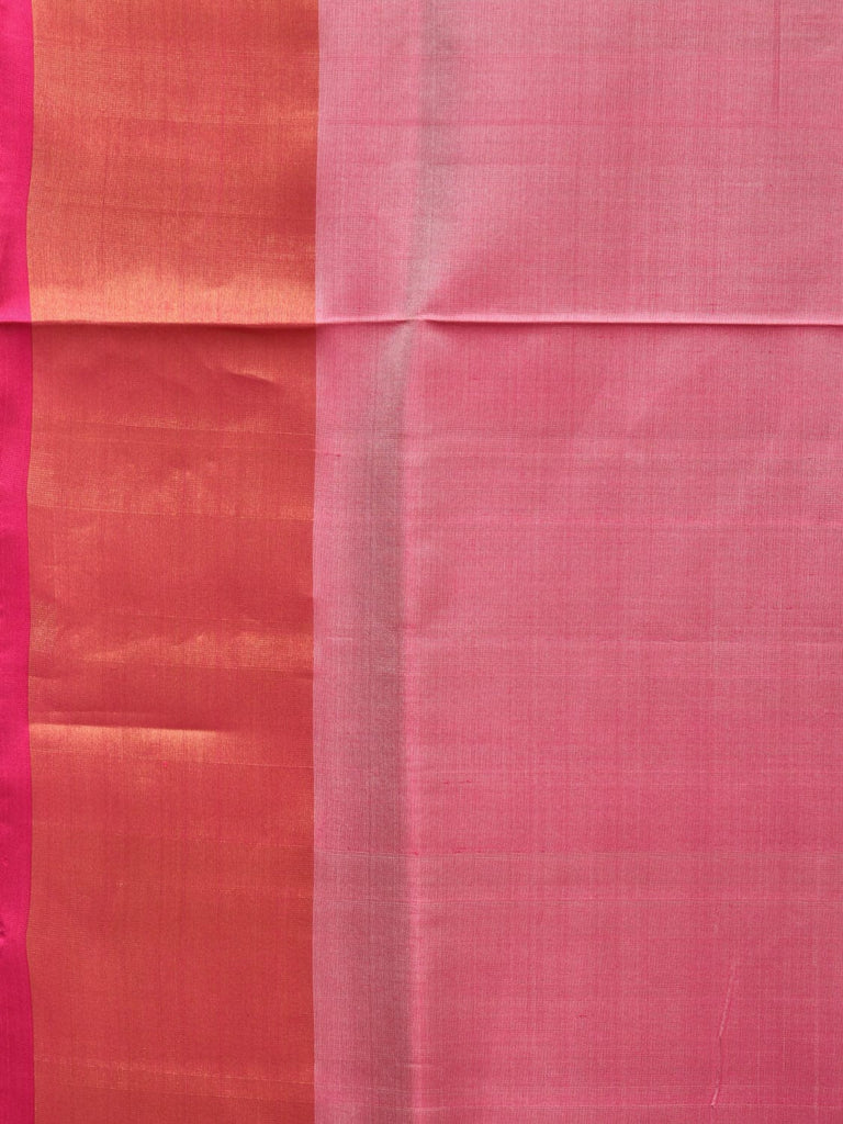 Peach and Pink Uppada Silk Handloom Plain Saree with Contrast Pallu Design u2209