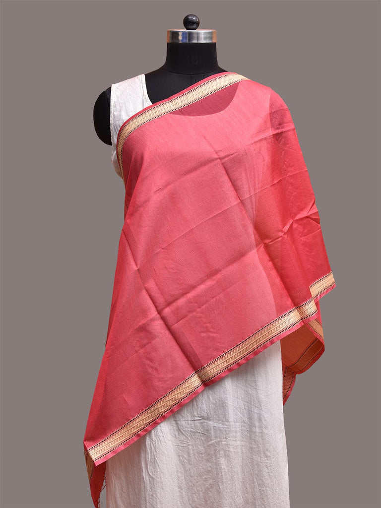 Peach Banaras Cotton Silk Stole with Border Design ds3654