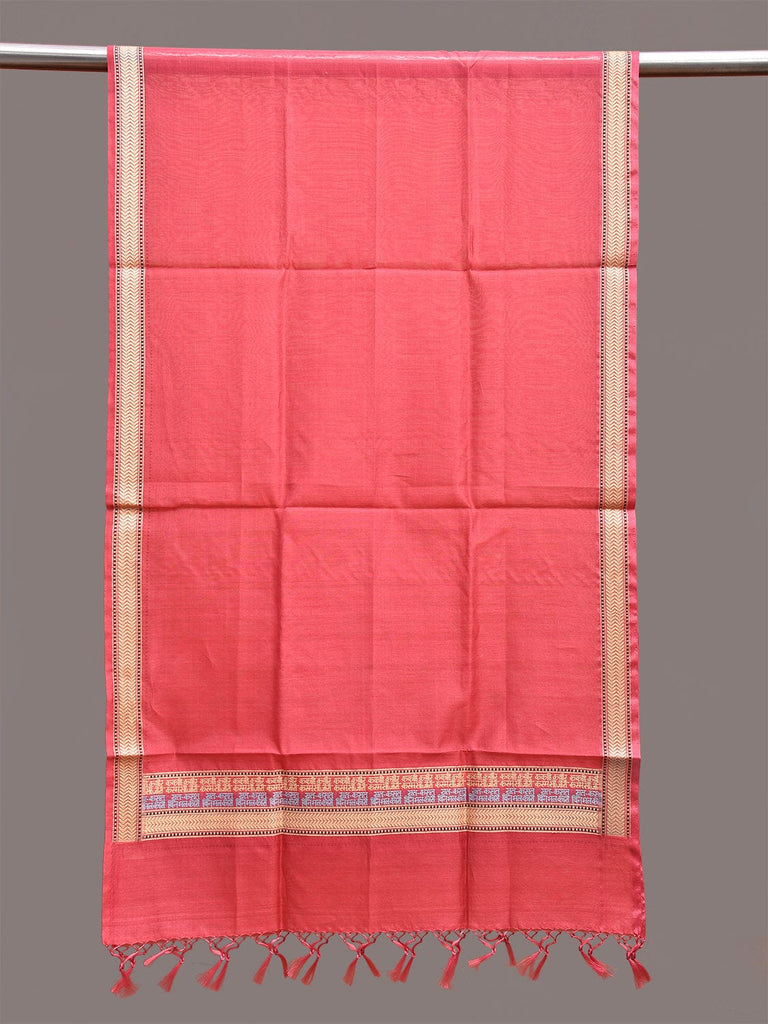 Peach Banaras Cotton Silk Stole with Border Design ds3654