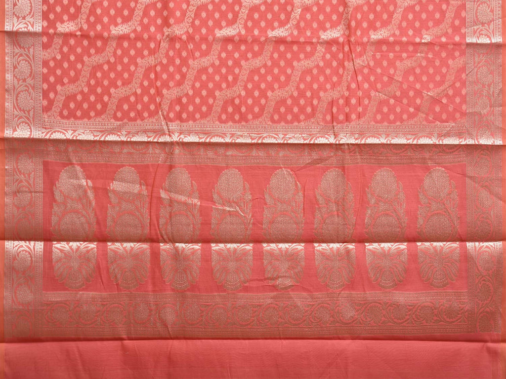 Peach Dhakai Jamdani Cotton Viscose Saree with Diagonal Design dj0036