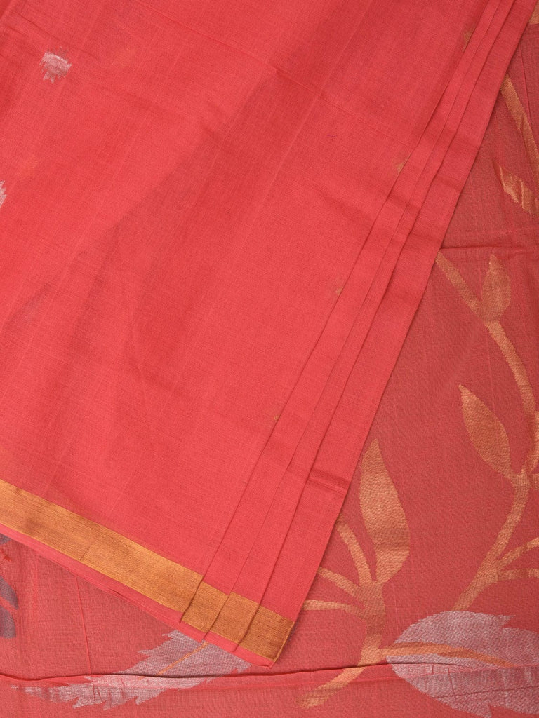 Peach Khadi Cotton Handloom Saree with Big Floral Pallu Design kh0635