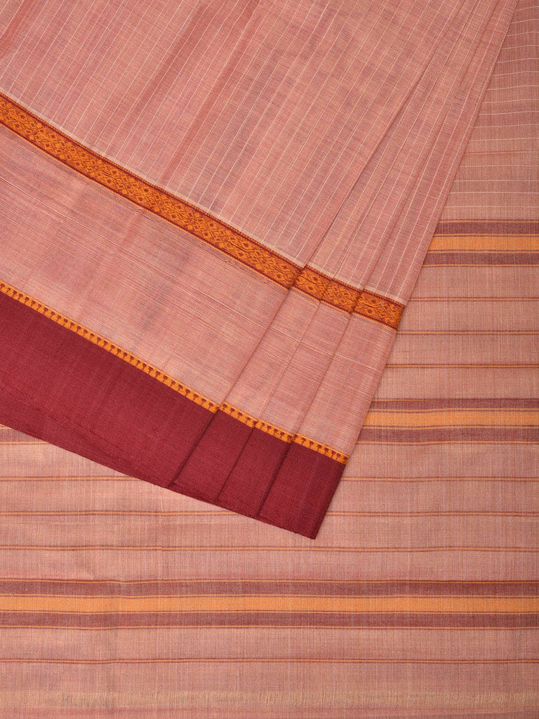 Peach Narayanpet Cotton Handloom Saree with Check Design No Blouse np0710