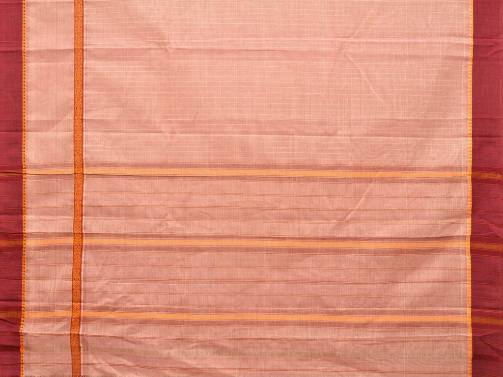 Peach Narayanpet Cotton Handloom Saree with Check Design No Blouse np0710