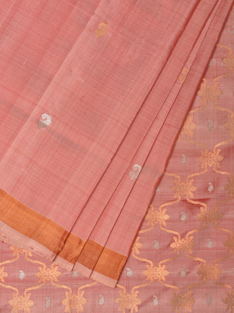 Peach Uppada Silk Handloom Saree with Grill Pallu Design u2109