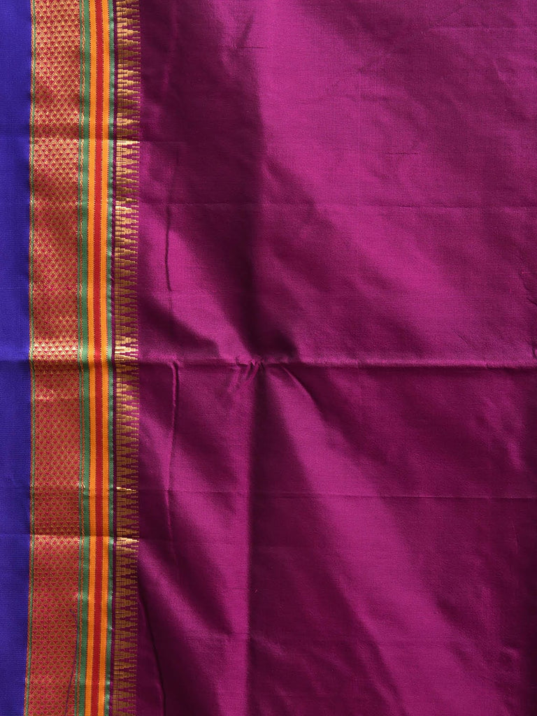 Pink and Blue ilkal Viscose Silk Plain Saree with Contrast Teni Tope Kammi Pallu Design il0015