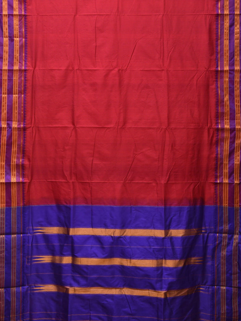 Pink and Blue Narayanpet Silk Handloom Saree with Checks Design No Blouse np0676