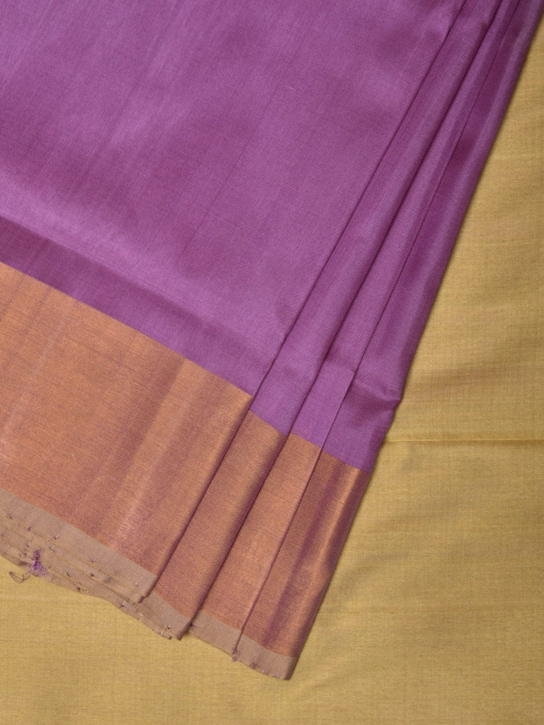 Pink and Cream Uppada Silk Handloom Plain Saree with Contrast Pallu Design u2147