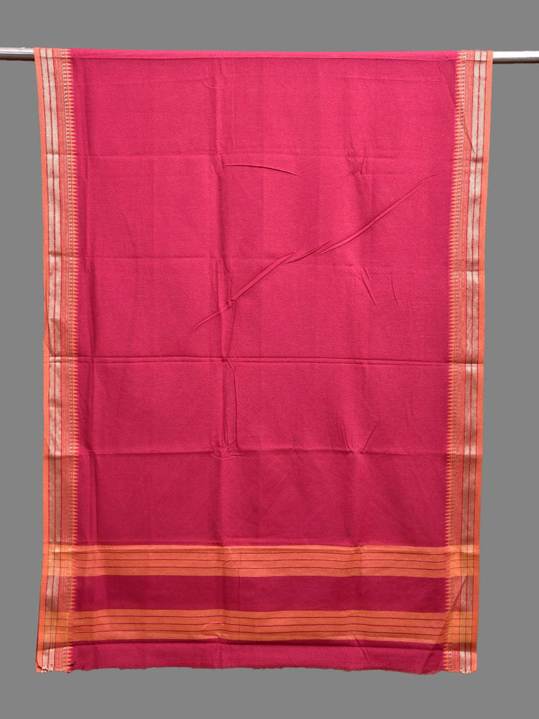 Pink and Light Orange Bamboo Cotton Dupatta with Small Temple Border Design ds3877