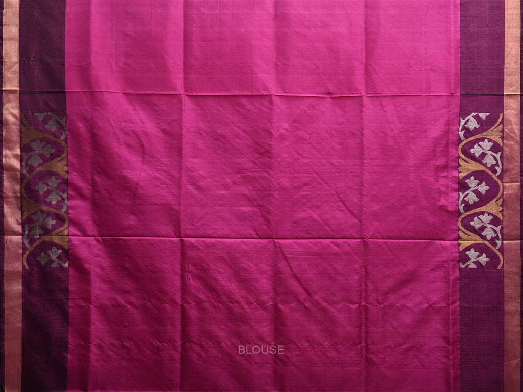 Pink and Maroon Uppada Silk Handloom Saree with Border Design u2385