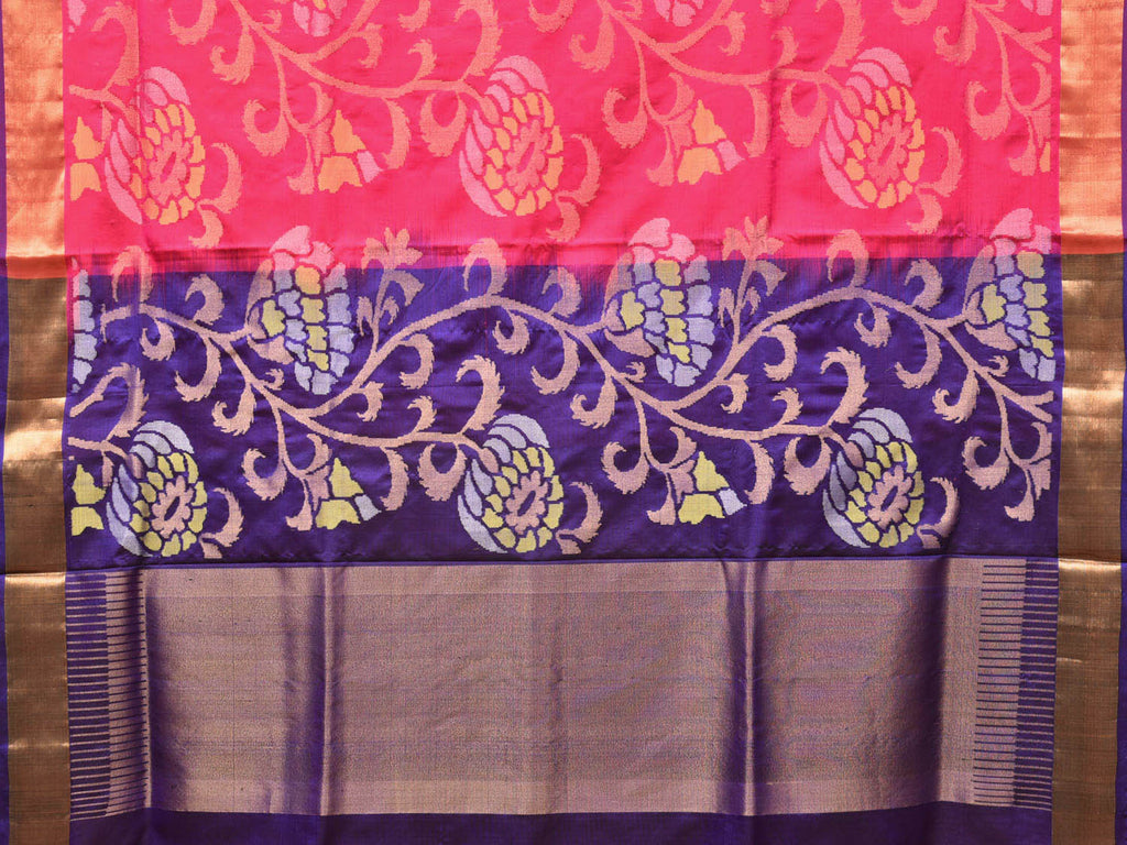Pink and Violet Uppada Silk Handloom Saree with All Over Design u2048