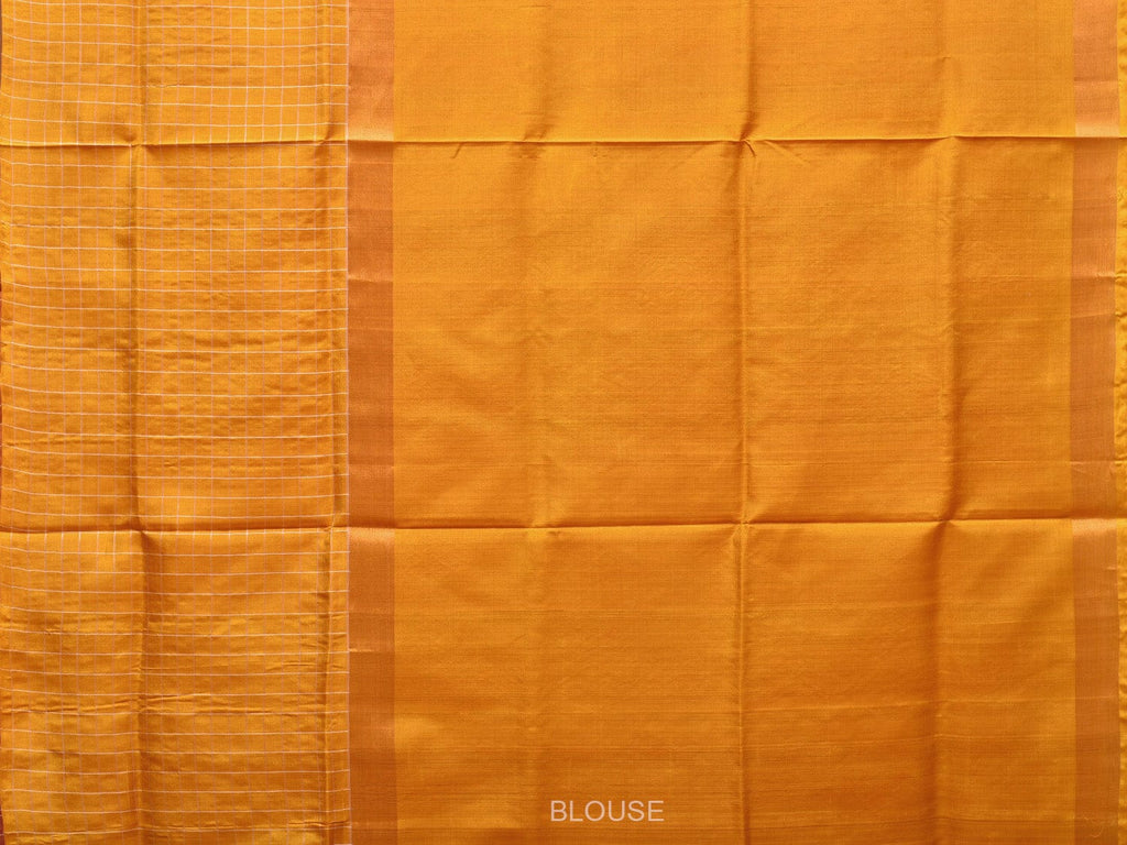 Pink and Yellow Uppada Silk Handloom Saree with Body Buta and Checks Border Design u2118