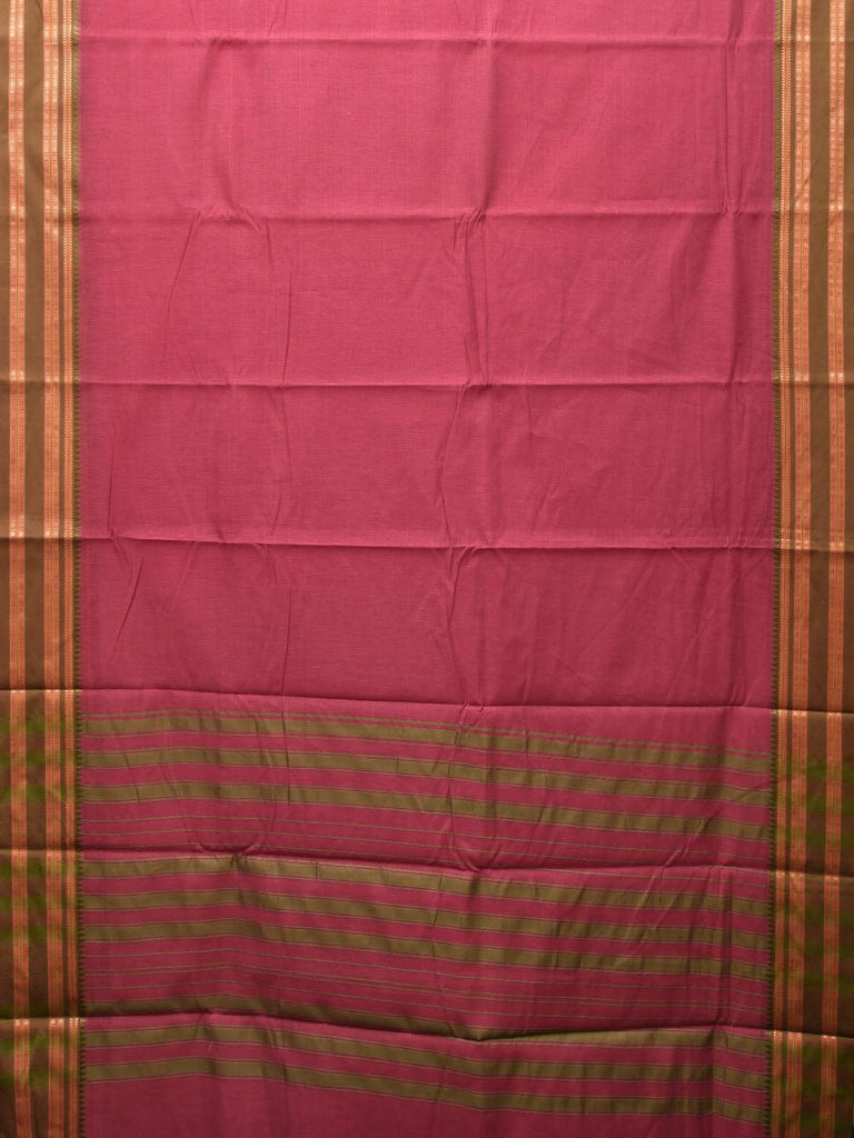 Pink Bamboo Cotton Plain Saree with Border Design bc0082