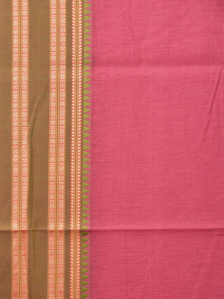 Pink Bamboo Cotton Plain Saree with Border Design bc0082