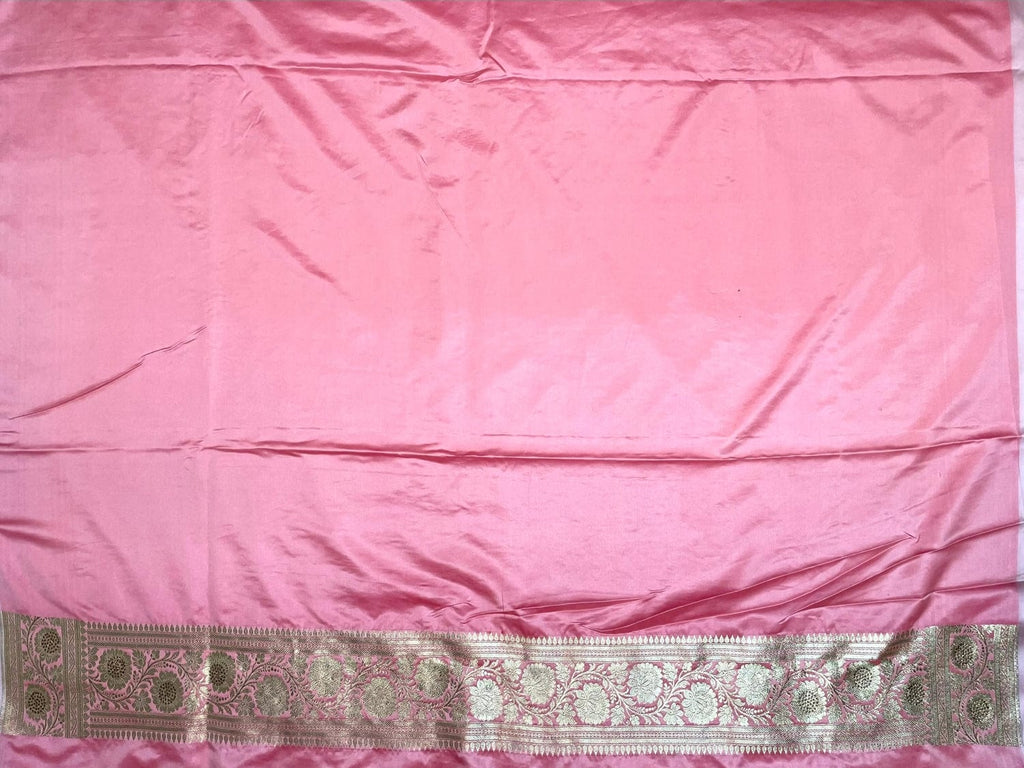 Pink Banaras Katan Silk Saree with Allover Body Butti and Stone Work Design b0391ds