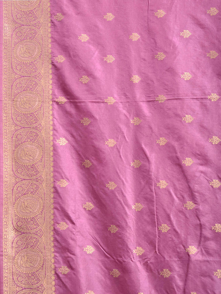 Pink Banaras Katan Viscose Saree with Peacocks Pallu and Border Design b0323